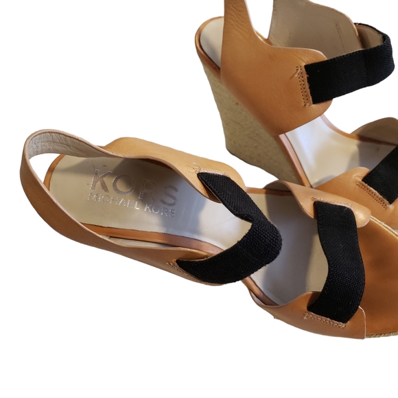 Michael Kors Wedge Heels Leather Sandals 8.5 - Picture 2 of 7